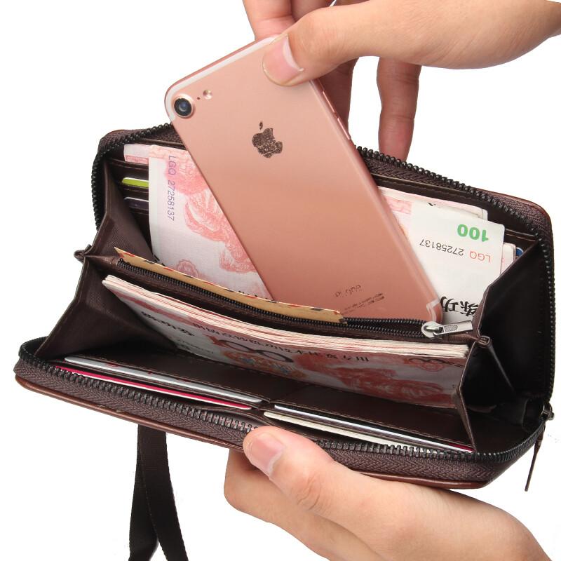 High Capacity Men's Business Clutch Wallet Long Zipper Card Holder Purse Handbag