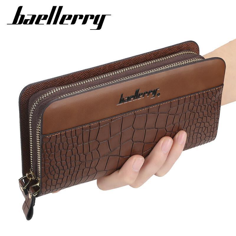 Men Large Capacity Wallet Double Zipper Clutch Card Organizer Long Purse Handbag
