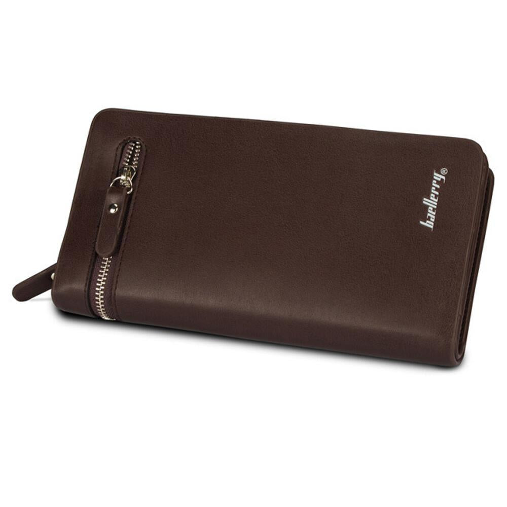 Mens Bifold Leather Wallet Large Capacity Long Wallet ID Card Holder Phone Bag