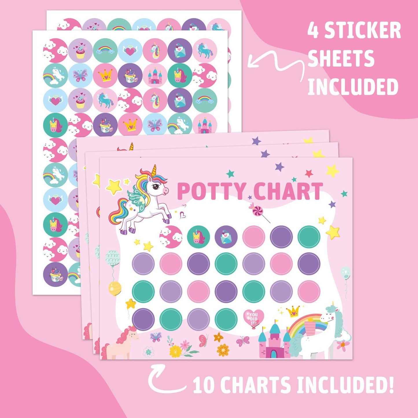 Toddlers Potty Training Sticker Chart with Stickers, 4 Count