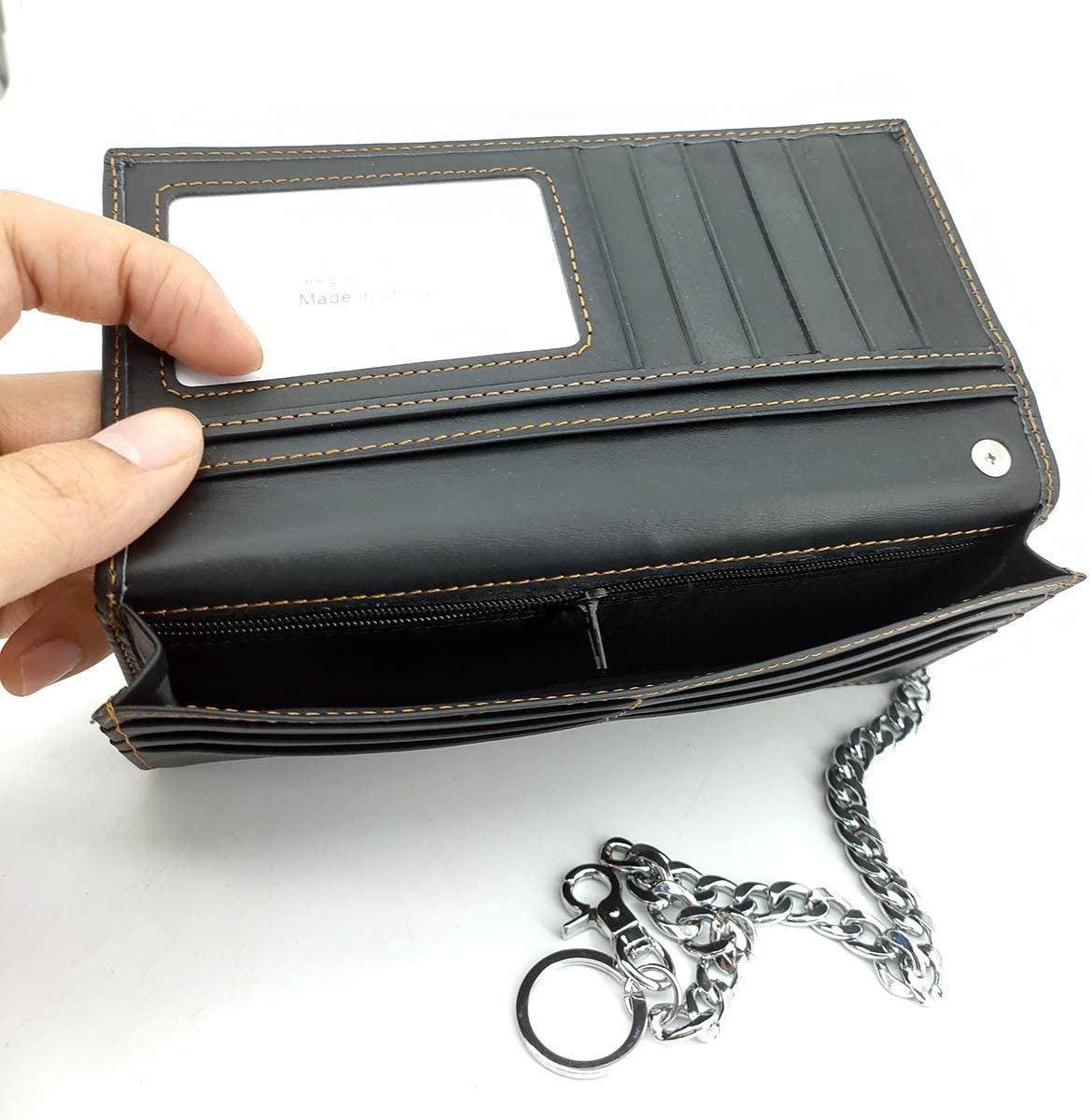 RFID Blocking Western Wallets for Men Biker Wallet with Chain Long Bifold Cowboy Wallet Star