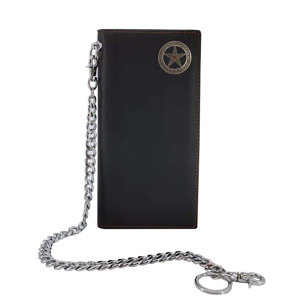 Long Bifold Wallet with Chain - RFID Blocking, Anti-Theft, Genuine Leather, Western Style - Perfect Father's Day or Christmas Gift, Multi-functional with Multiple Card Slots