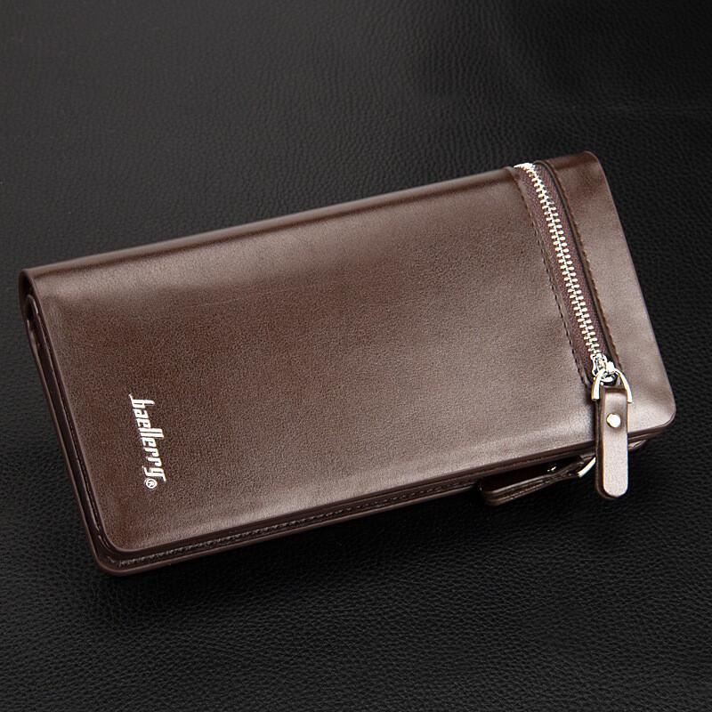 Mens Bifold Leather Wallet Large Capacity Long Wallet ID Card Holder Phone Bag