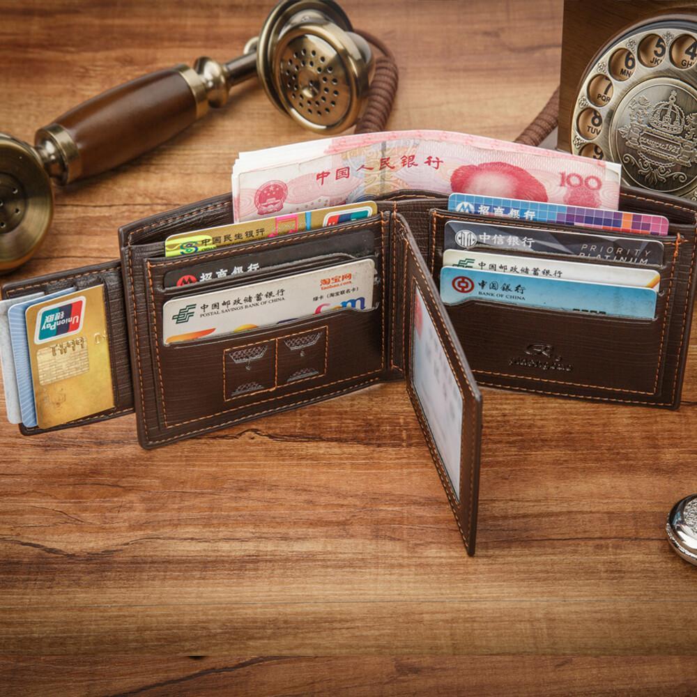 Bifold Wallets For Men RFID Blocking with ID Window Card Holder Leather Wallet