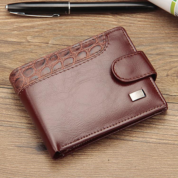 Men PU Leather Wallet Small Bifold Wallet Card Case with ID Window Clutch Wallet