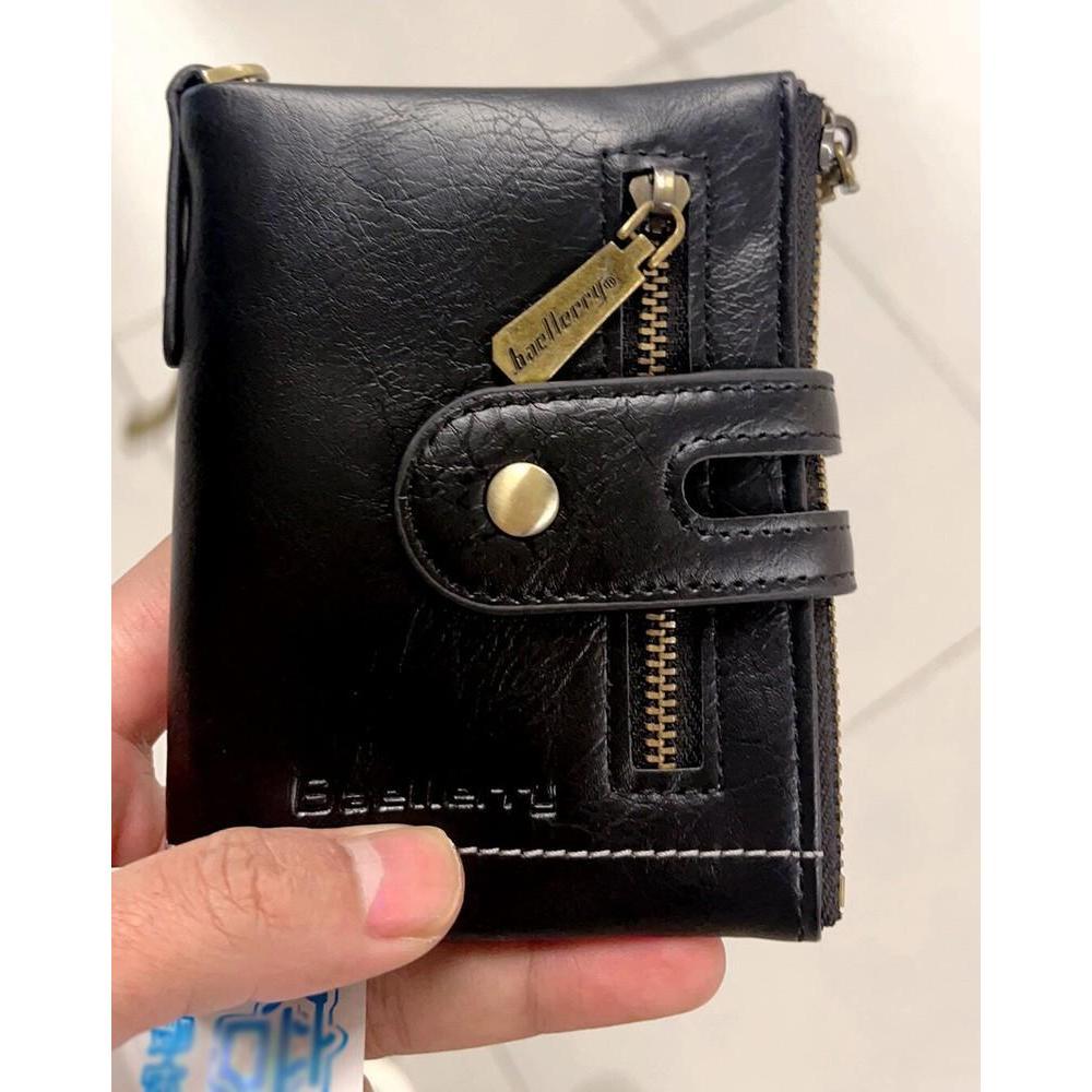 Mens Chain Wallet Genuine Leather RFID Biker Trucker Zip Bifold with Coin Pocket