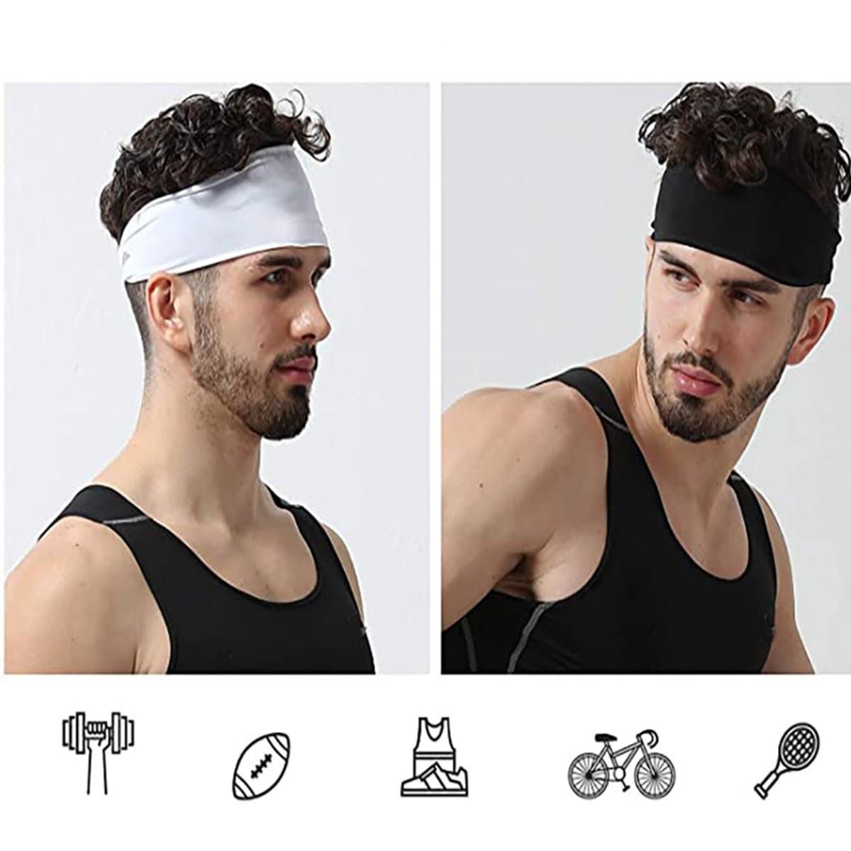 Mens Headbands Sports Headband for Men - Moisture Wicking Unisex Hairband - 4 Pack for Running, Cycling, Yoga, and Basketball