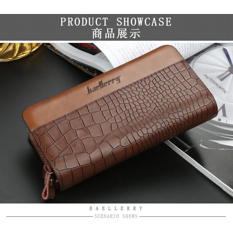 Men Large Capacity Wallet Double Zipper Clutch Card Organizer Long Purse Handbag