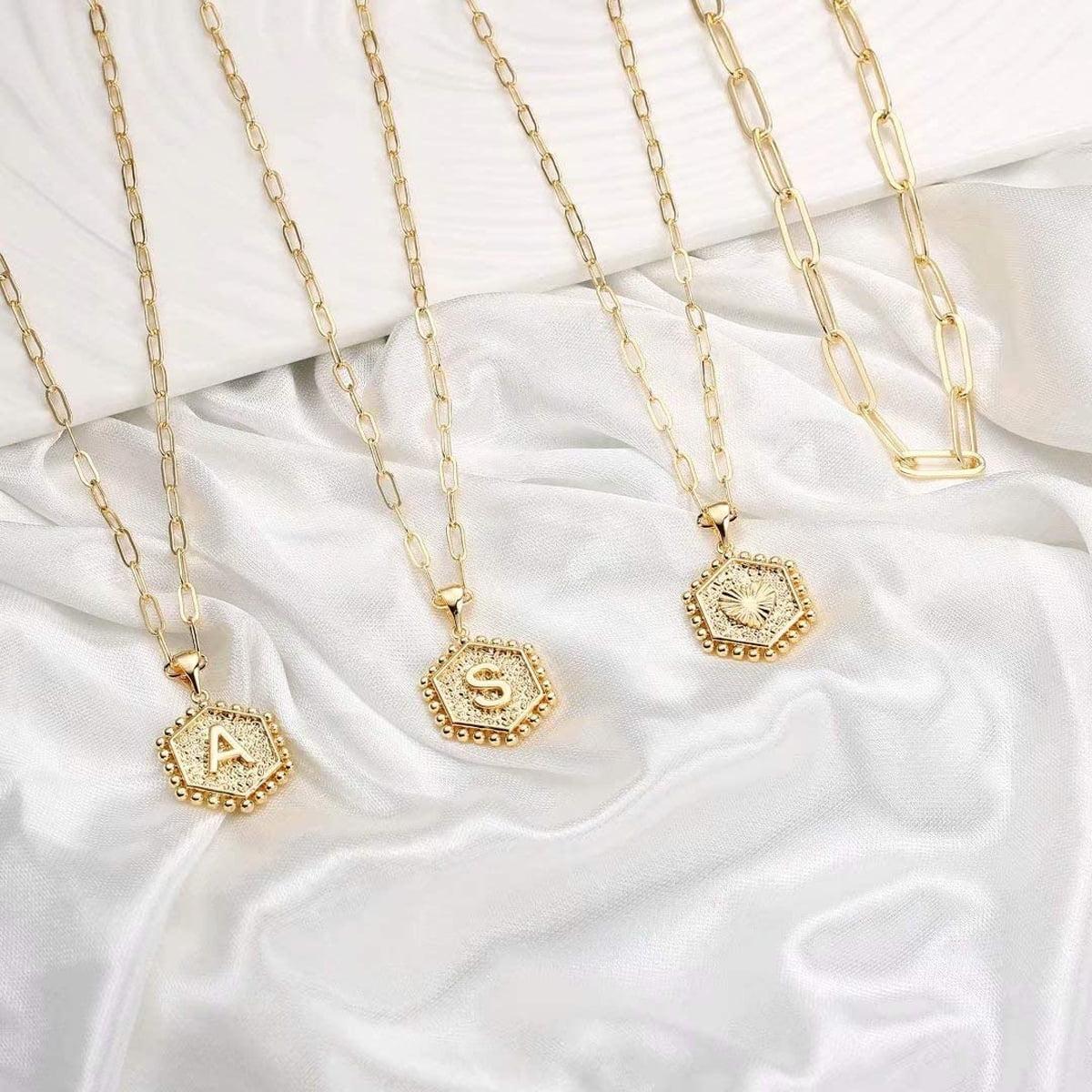Layered Initial Necklaces for Women Gold Plated Dainty Layering Paperclip Choker Necklace