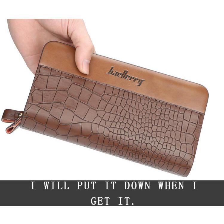 Men Large Capacity Wallet Double Zipper Clutch Card Organizer Long Purse Handbag