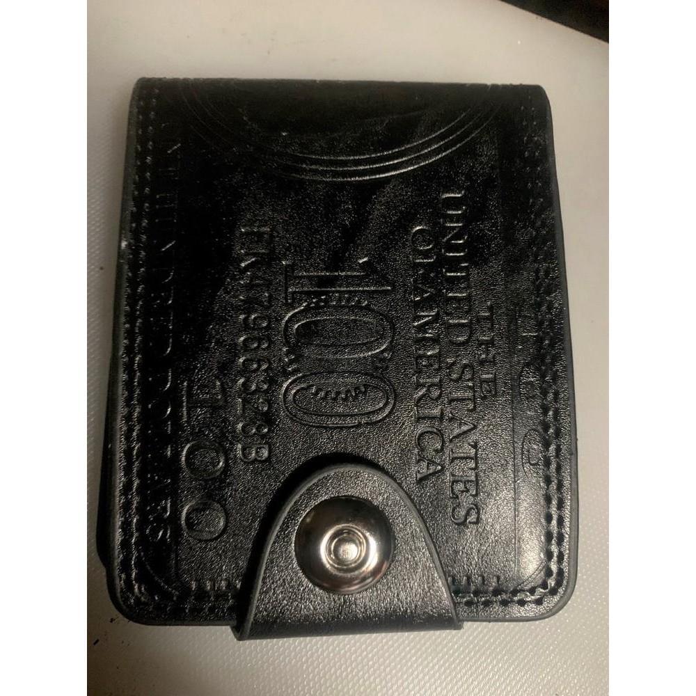 Black Mens US "$100" Dollar Bill Printed Leather Bifold Wallet Card Holder Purse