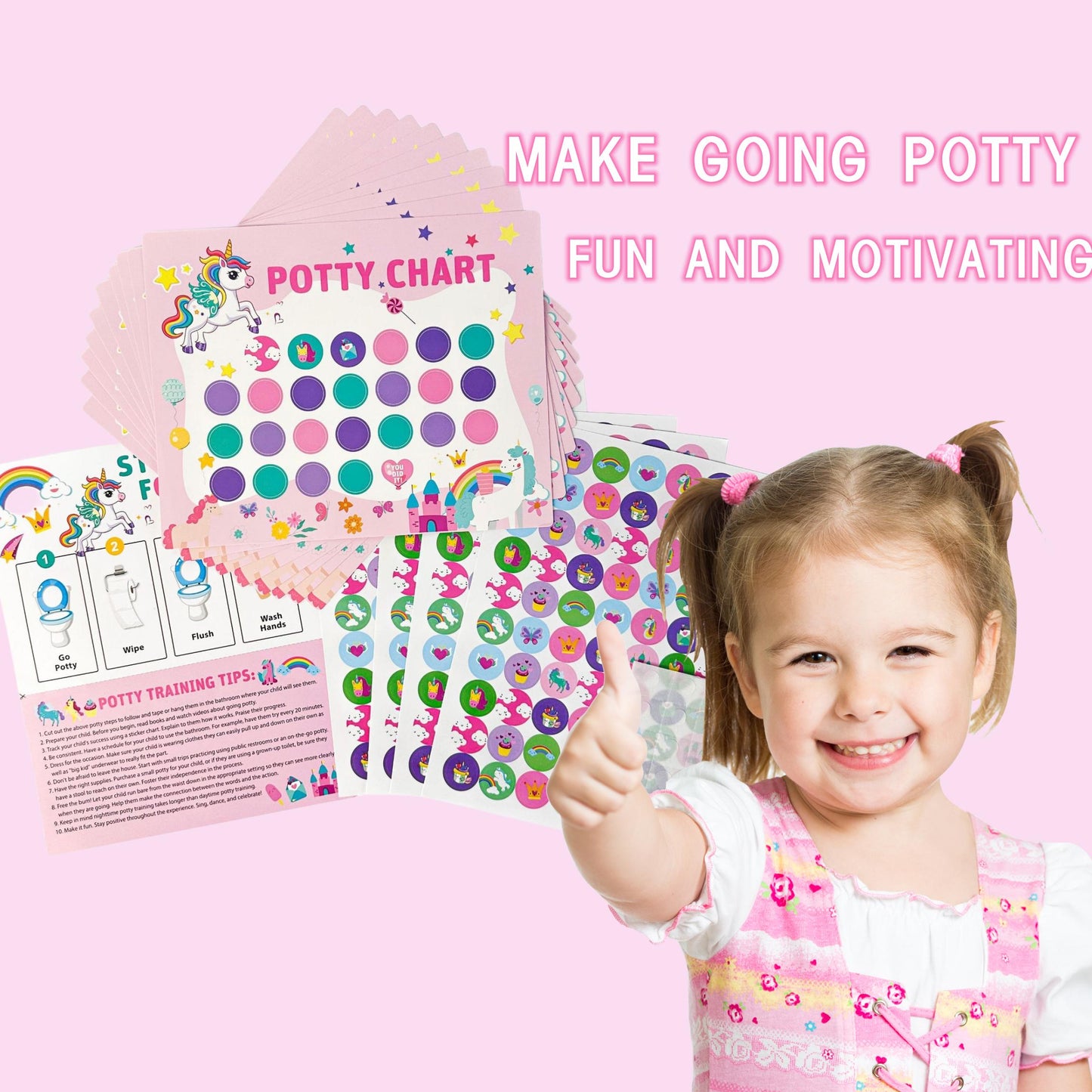 Toddlers Potty Training Sticker Chart with Stickers, 4 Count