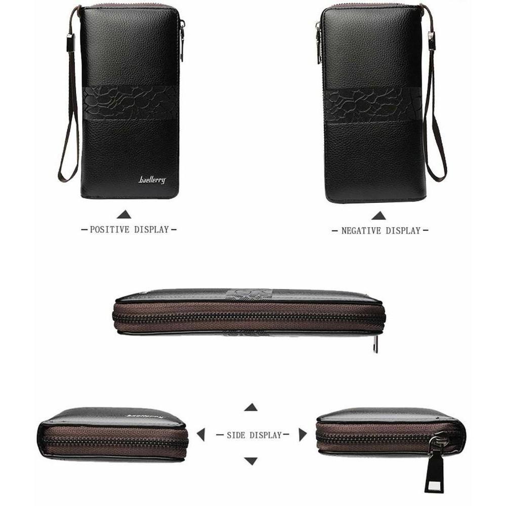 High Capacity Men's Business Clutch Wallet Long Zipper Card Holder Purse Handbag