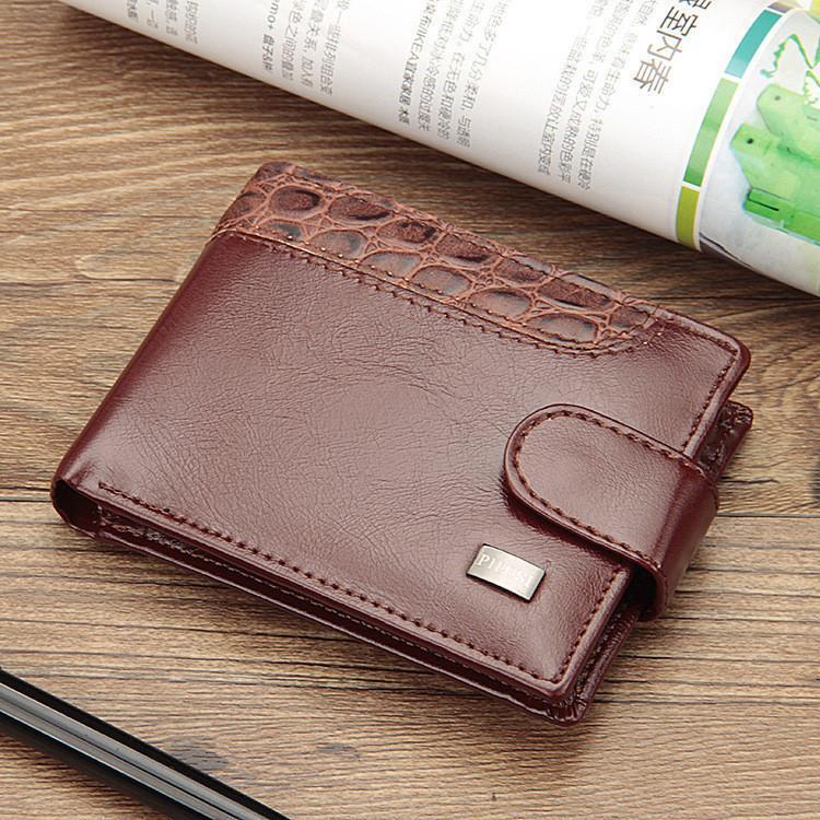 Men PU Leather Wallet Small Bifold Wallet Card Case with ID Window Clutch Wallet