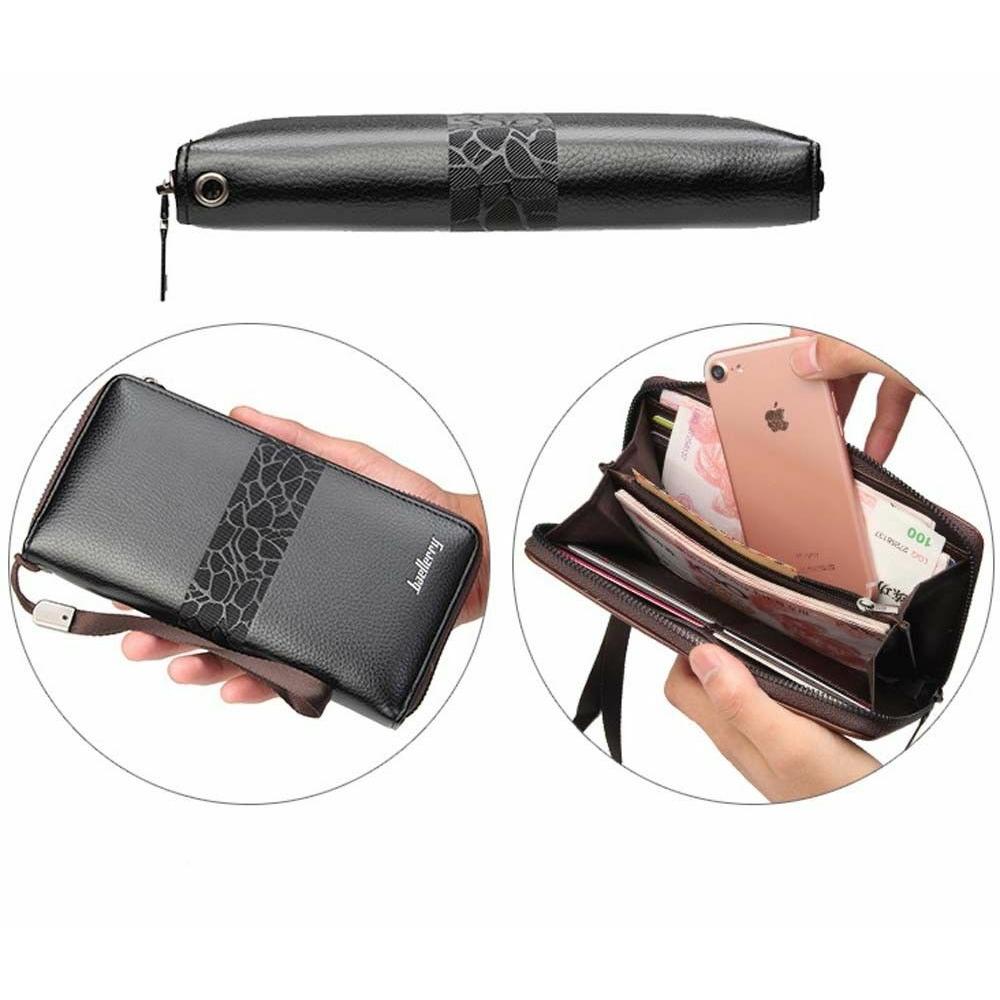 High Capacity Men's Business Clutch Wallet Long Zipper Card Holder Purse Handbag