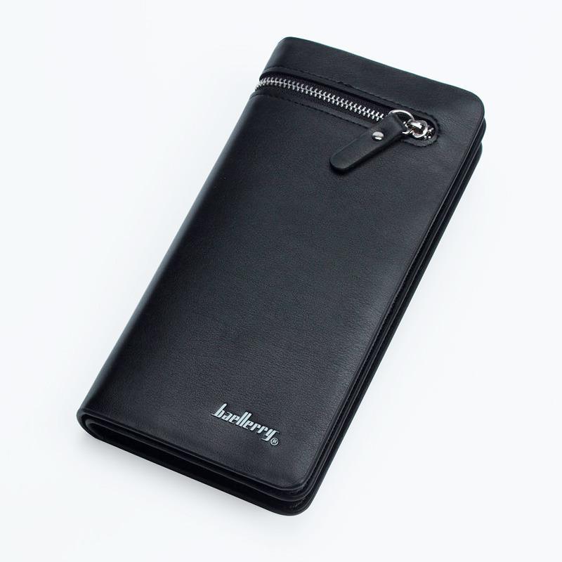 Black Mens Bifold Leather Zip Long Wallet ID Credit Card Holder Clutch Handbag