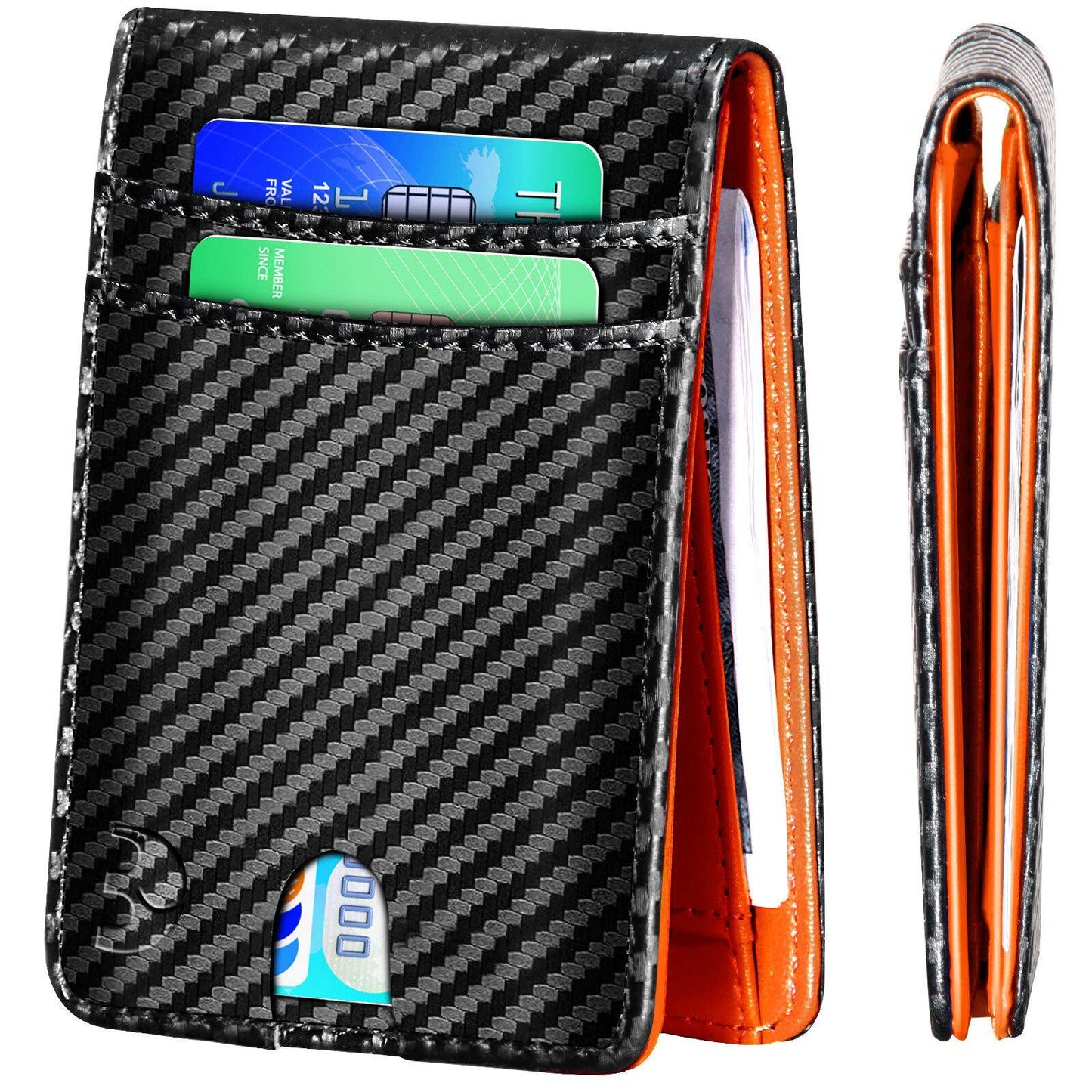 RFID Blocking CARBON FIBER Mens Wallet Purse Slim ID Credit Card Holder Billfold