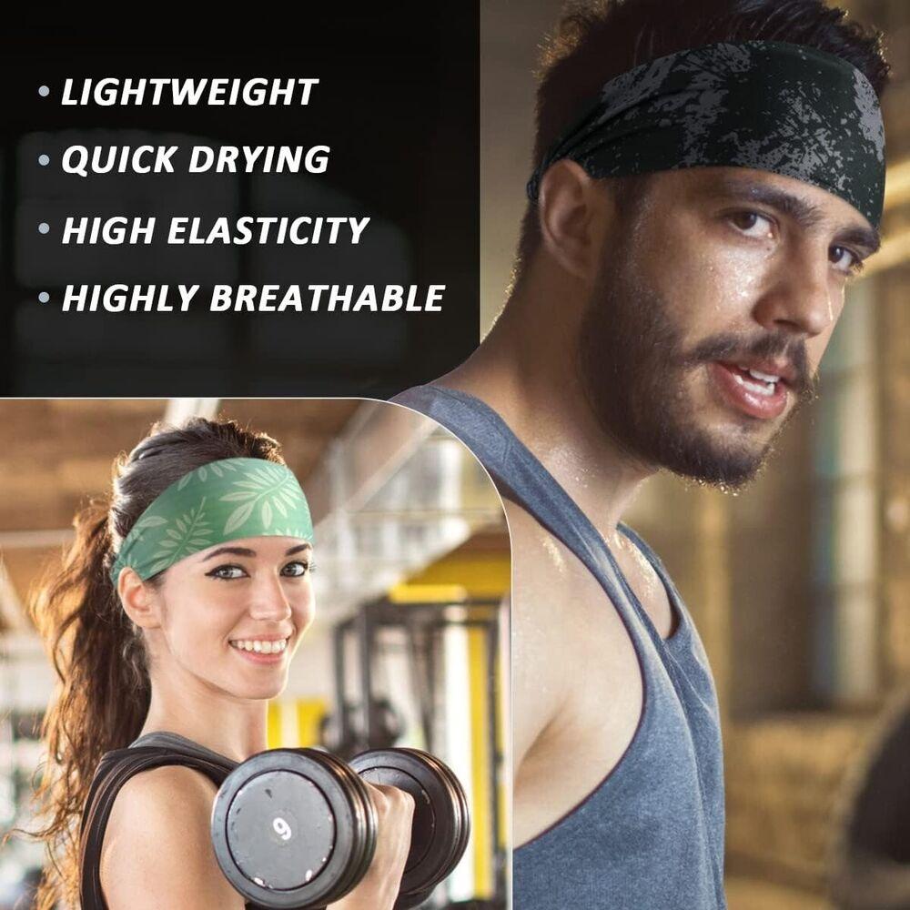 Sports Headband for Men Women Moisture Wicking Sweat Band Elastic Wide Hair Band