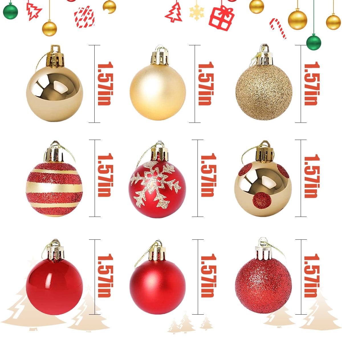 Christmas Tree Ornaments Christmas Balls 1.57" Red and Gold Christmas Ball Hanging Tree Ornament Party Supplies 50Pcs Decor Decoration