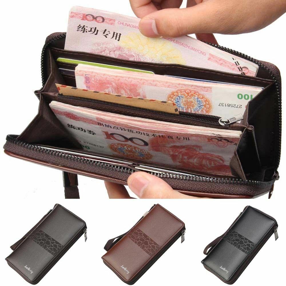High Capacity Men's Business Clutch Wallet Long Zipper Card Holder Purse Handbag