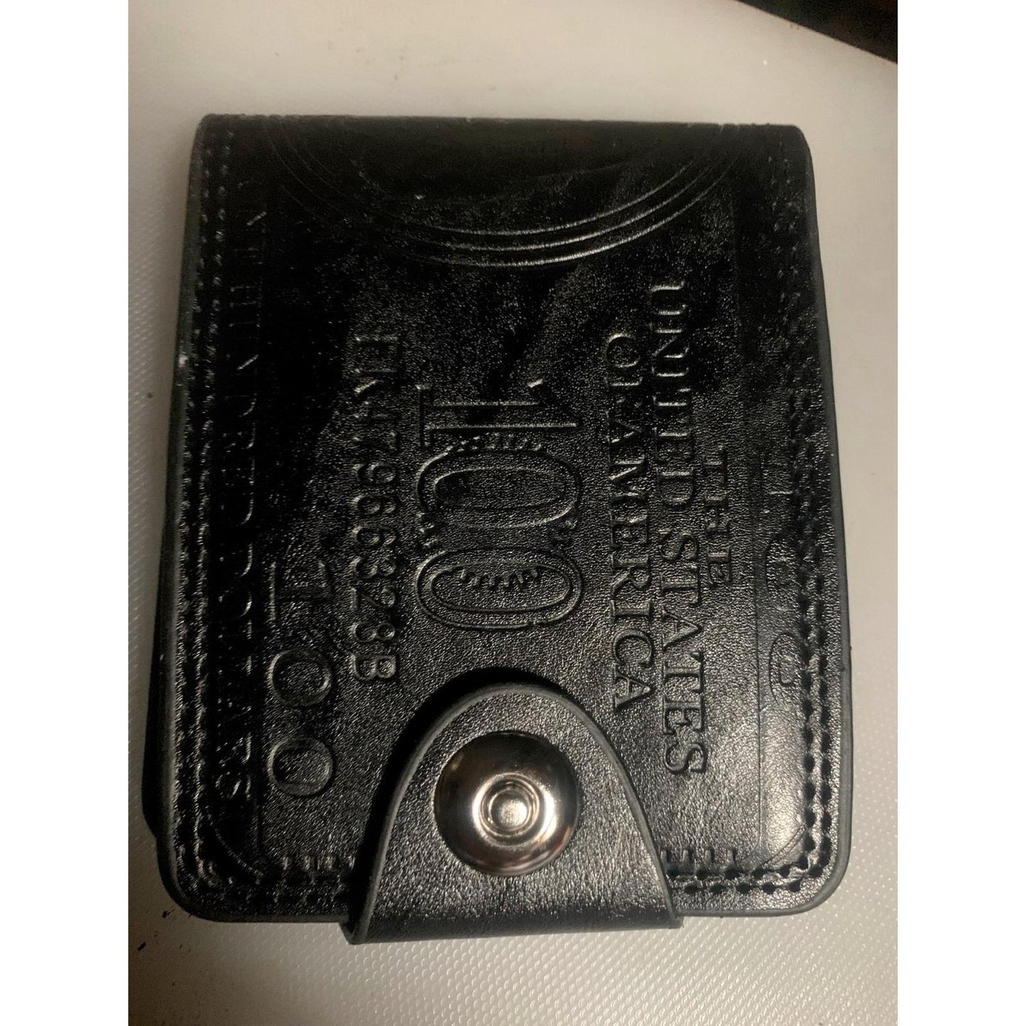 Black Mens US "$100" Dollar Bill Printed Leather Bifold Wallet Card Holder Purse