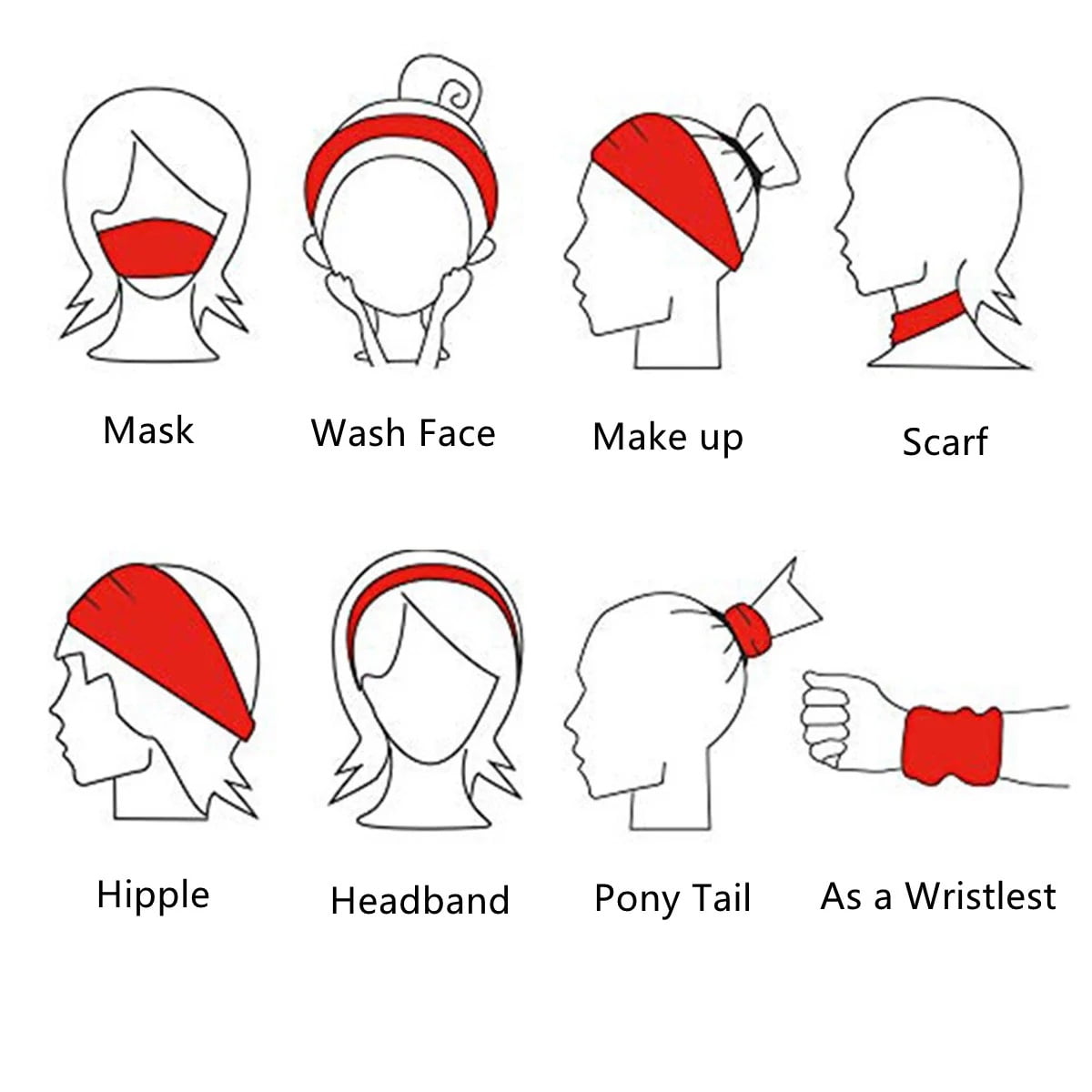 12 PCS Women Headbands Wide Hair Wrap Extra Turban Head Bands for Lady Large Sport Workout Stretch Non-slip Big Hair Bands