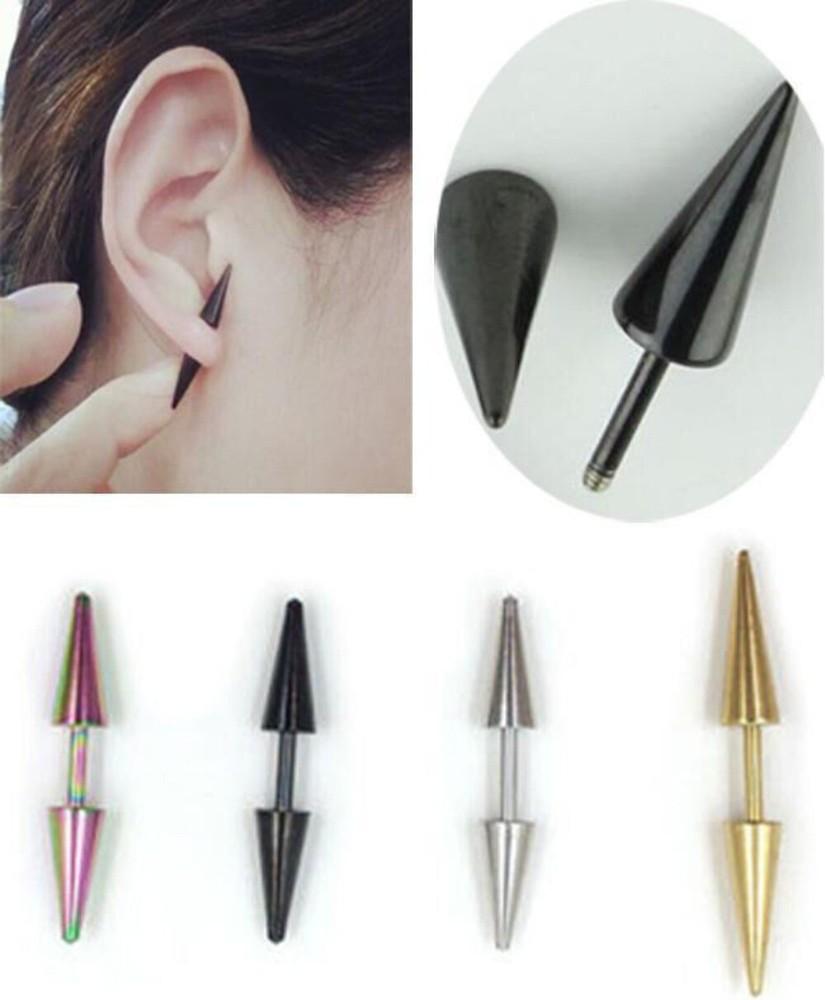 1Pair Mens Fashion Stainless Steel Punk Earrings Rivet Spike Ear Studs Earring