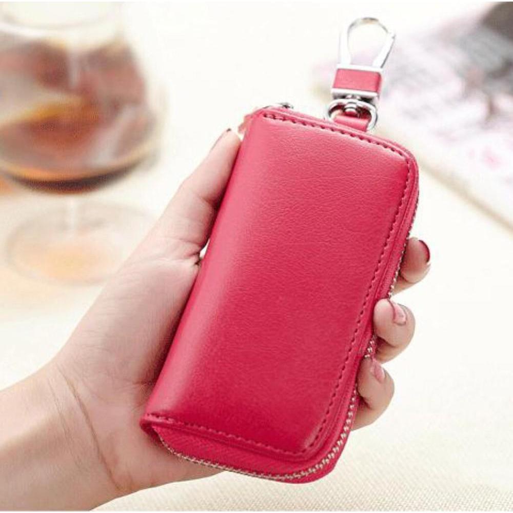 Men Women's Leather Key Holder Case Wallet Keychain Pouch Bag Zipper