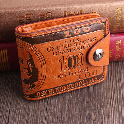Men's US 100 Dollar Bill Leather Bifold Card Photo Holder Wallet Handbag Purse