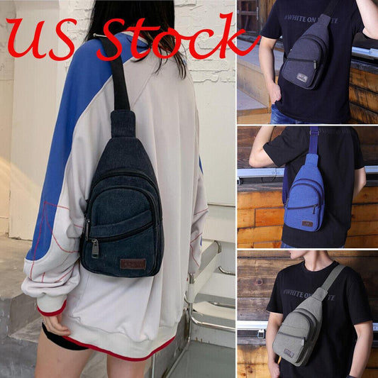 Canvas Sling Bag Crossbody Backpack Shoulder Casual Rucksack for Men Women