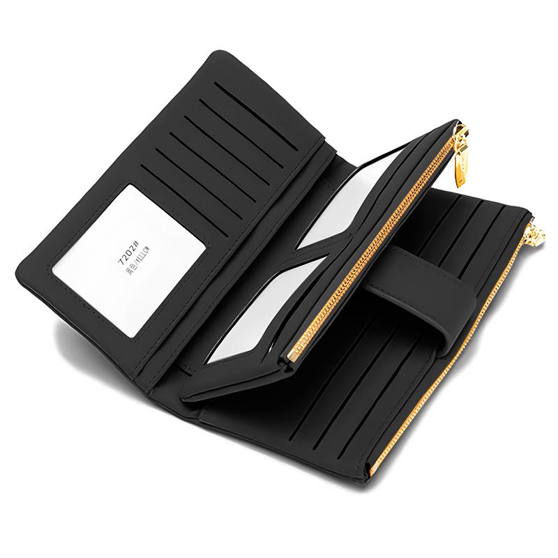 RFID Double-layer Women Leather Long Wallet Large Capacity Card Holder Wallet Clutch Purse