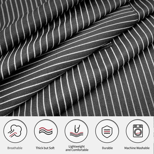 2 Pack Cooking Aprons for Women Men with 2 Pockets, 29.5" x 26.8" (Black Pinstripes/Pink Pinstripes)