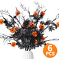 Halloween Artificial Pumpkin and Maple Leaf Floral Stems 6 Pack 19.5 Inch for Indoor Party Vase Arrangements