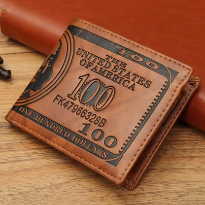 Men's US 100 Dollar Bill Leather ID Window Bifold Card Holder Wallet Purse US