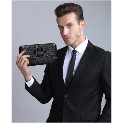 Men Women Crocodile Embossed Clutch Zip Long Wallet Phone Checkbook Organizer