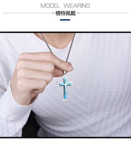 Unisex Men Stainless Steel Cross Pendant Necklace Chain Jewelry Xmas Gift