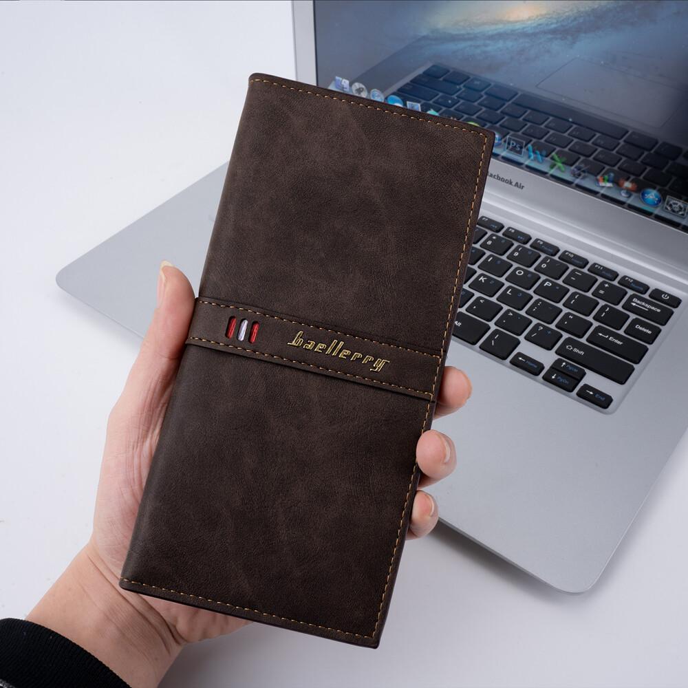 RFID Blocking Men's Bifold Leather Card Holder Purse Suit Long Wallet Checkbook