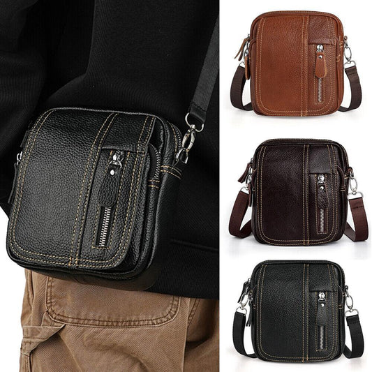 Men's Shoulder Bag, Leather Crossbody Bag,Waist Bag, Mobile Phone Storage Bag