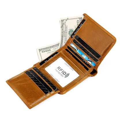 Men's Wallet Leather Credit Card Holder RFID Blocking Trifold Slim Front Pocket