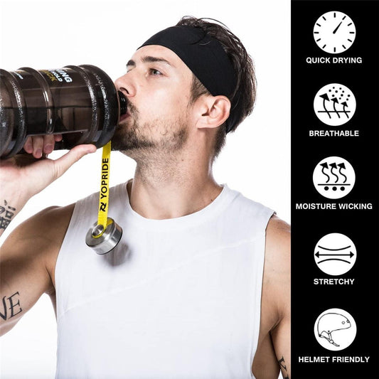 Mens Headbands Sports Headband for Men - Moisture Wicking Unisex Hairband - 4 Pack for Running, Cycling, Yoga, and Basketball