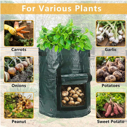 Garden Potato Grow Bags 10 Gallon Planting Bags Potato Planters with Flap and Handles Aeration Fabric Pots Heavy Duty 3 Pack