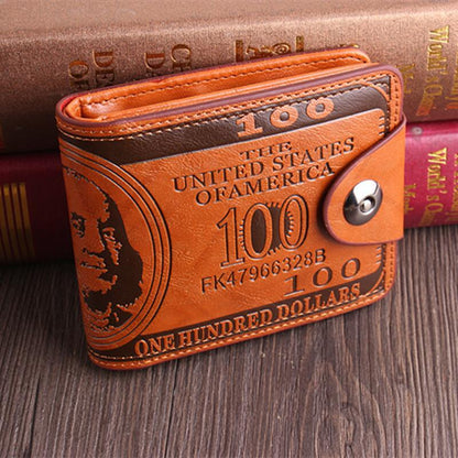 Men's US 100 Dollar Bill Leather Bifold Card Photo Holder Wallet Handbag Purse