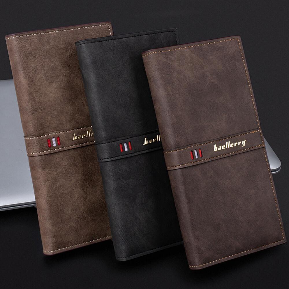 RFID Blocking Men's Bifold Leather Card Holder Purse Suit Long Wallet Checkbook