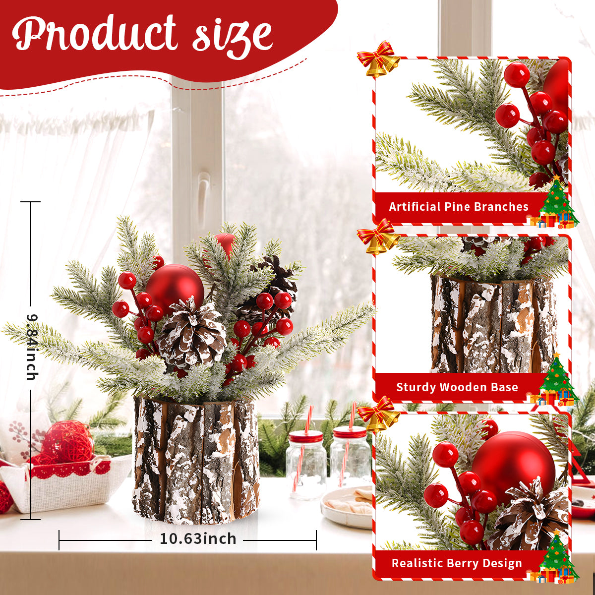 Table Christmas Tree Table Top Décor Mini Artificial Xmas Tree for Christmas Party Supplies Home Décor Ball