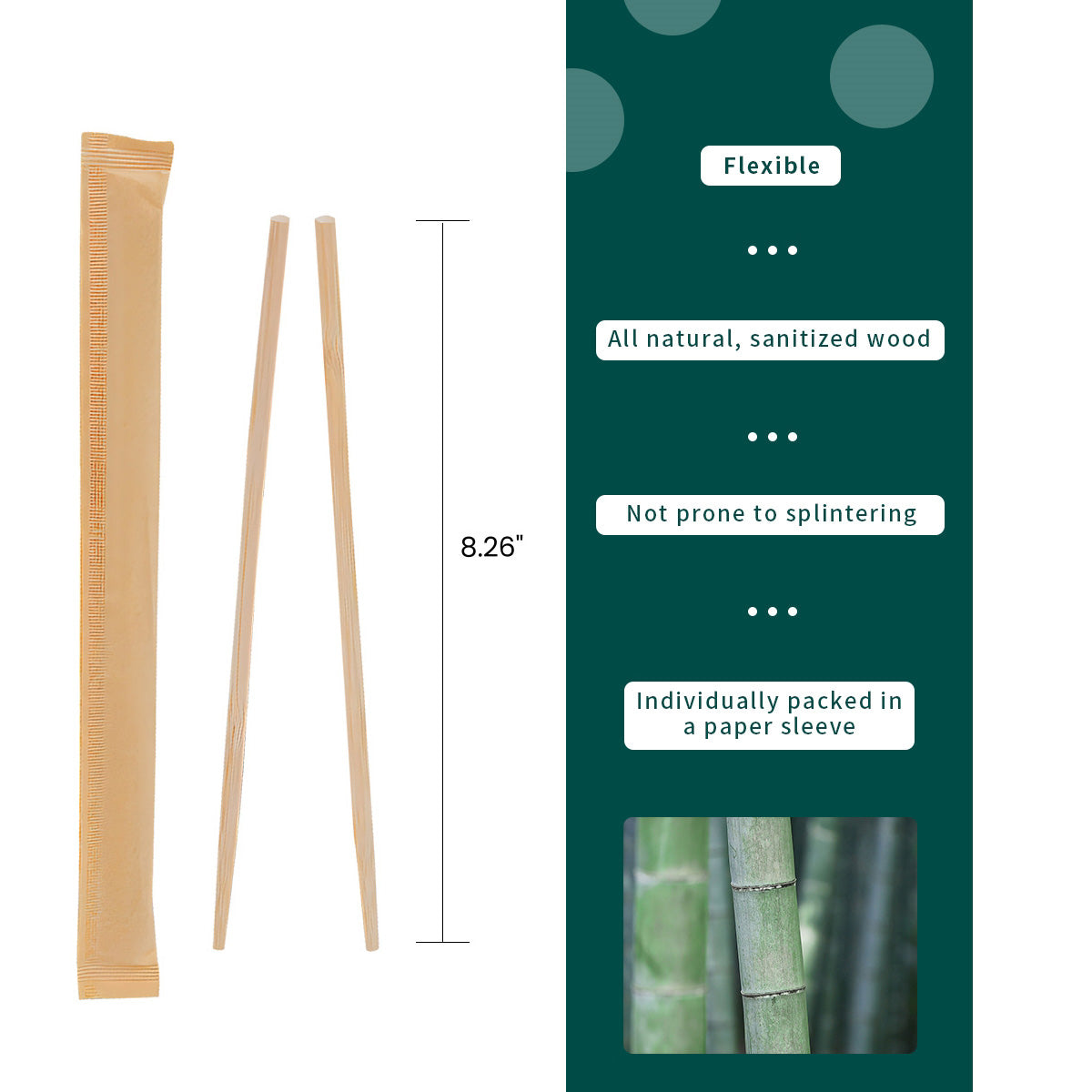 Chopsticks Disposable Bamboo Wooden Cooking Chop Sticks Sturdy Smooth Finish Chinese Japanese Korean Chopsticks Individually Wrapped 50Pairs