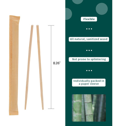 Chopsticks Disposable Bamboo Wooden Cooking Chop Sticks Sturdy Smooth Finish Chinese Japanese Korean Chopsticks Individually Wrapped 50Pairs