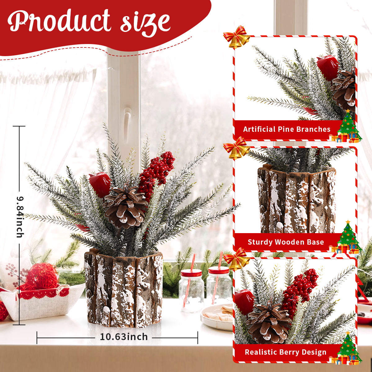Table Christmas Tree Table Top Décor Mini Artificial Xmas Tree for Christmas Party Supplies Home Décor Apple