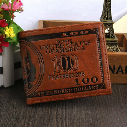 Men's US 100 Dollar Bill Leather ID Window Bifold Card Holder Wallet Purse US