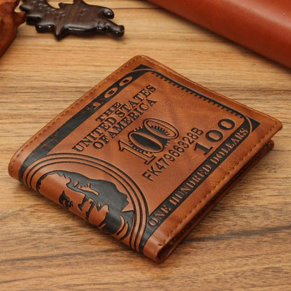Men's US 100 Dollar Bill Leather ID Window Bifold Card Holder Wallet Purse US