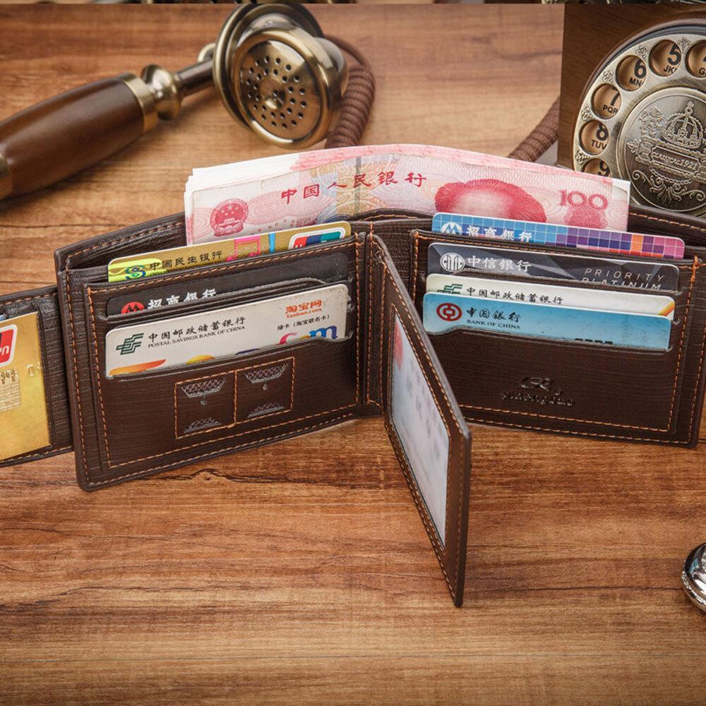 Men's Business Slim Leather Wallets ID Credit Card Holder Billfold Purse Clutch